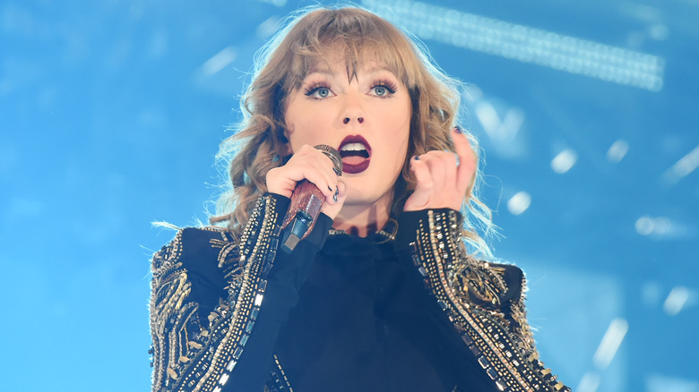 Taylor Swift performing during the "Reputation Tour" in Japan