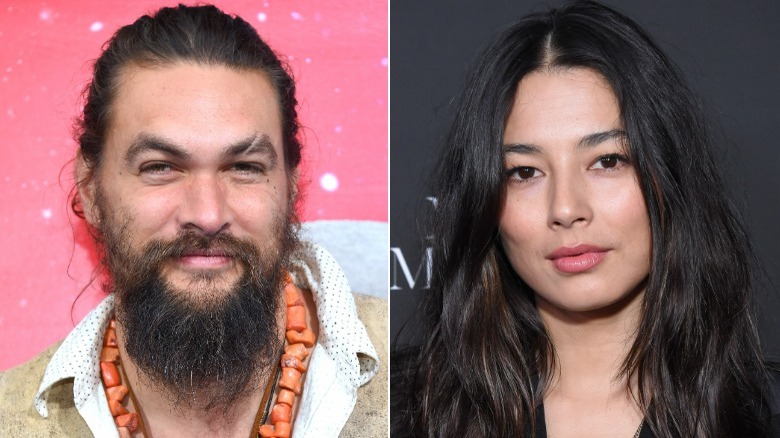 Jason Momoa smirking, Jessica Gomes posing