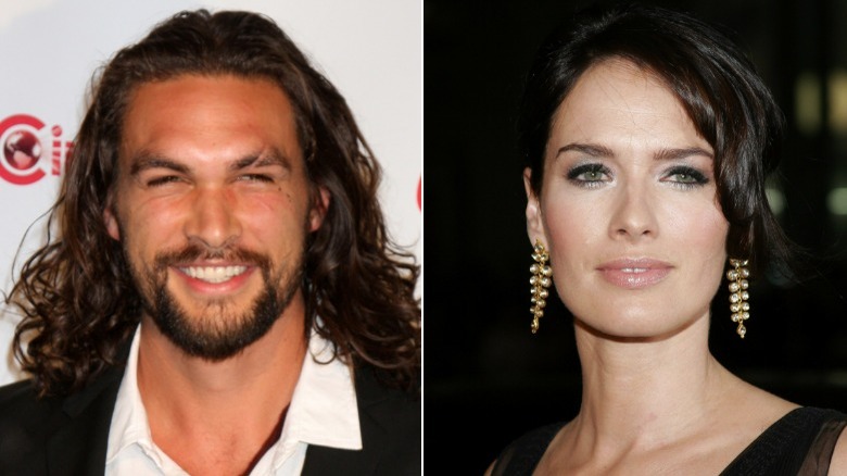 Jason Momoa smiling, Lena Headey smiling