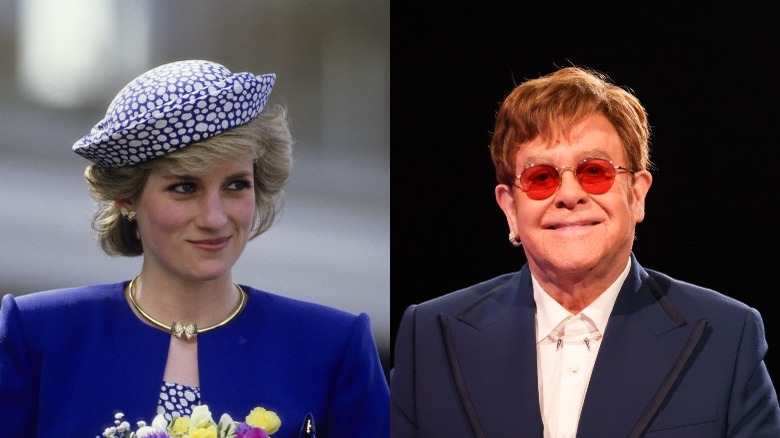 Princess Diana and Elton John split image