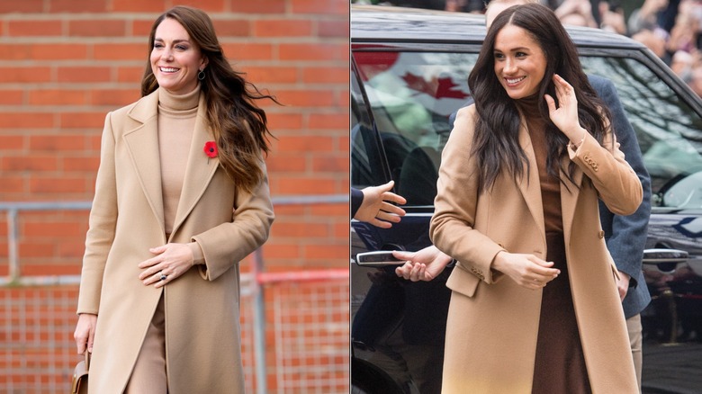 Kate Middleton and Meghan Markle wearing tan