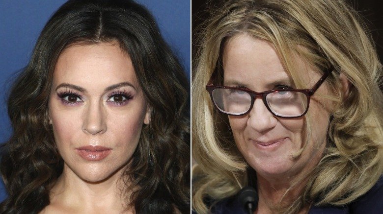 Alyssa Milano and Dr. Christine Blasey Ford at the Brett Kavanaugh hearings