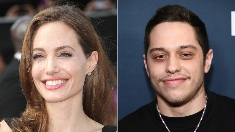 Angelina Jolie and Pete Davidson smiling