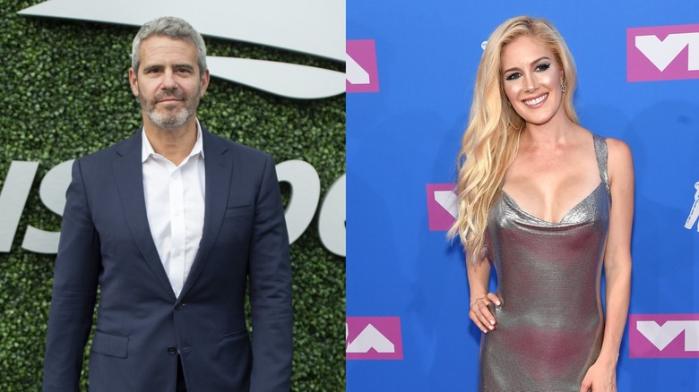 Andy Cohen and Heidi Montag posing
