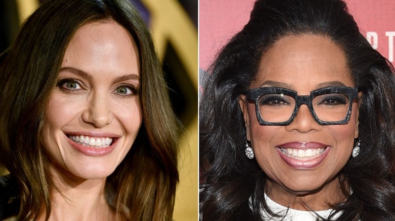 Both Angelina Jolie and Oprah smiling