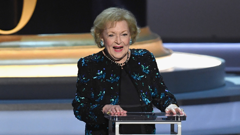 Betty White speaks at the Emmys 