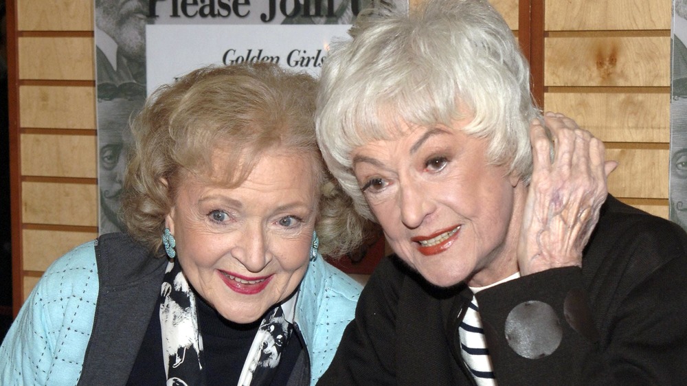 Betty White and Bea Arthur posing together in New York