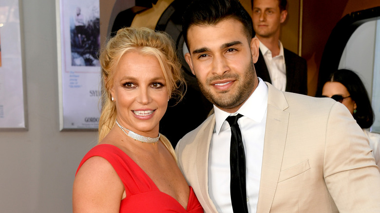 Britney Spears and Sam Asghari posing