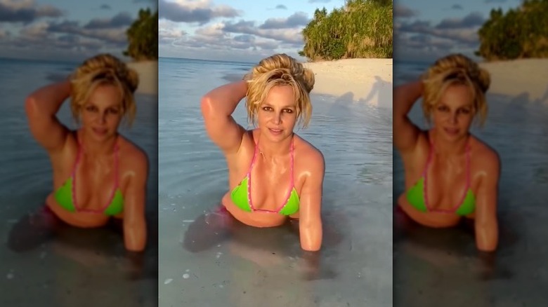 Britney Spears in bikini on beach