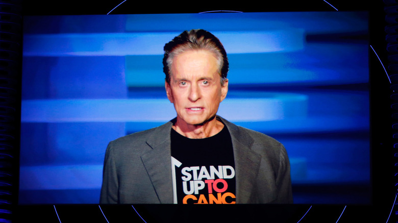 Michael Douglas wears cancer T-shirt