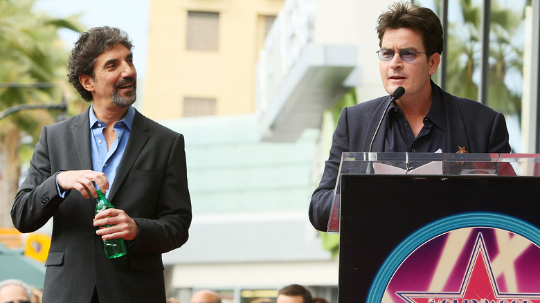 Chuck Lorre and Charlie Sheen attend the Hollywood Walk of Fame ceremony