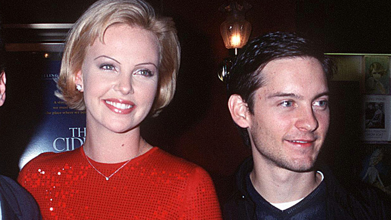 Charlize Theron and Tobey Maguire at the premiere of The Cider House Rules