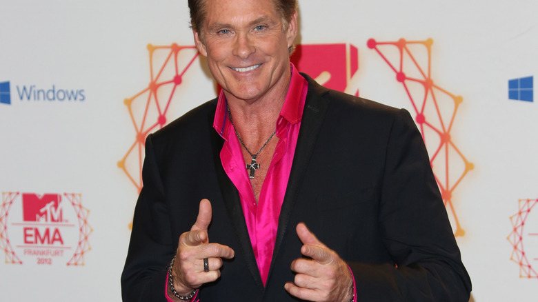 David Hasselhoff pointing fingers at camera