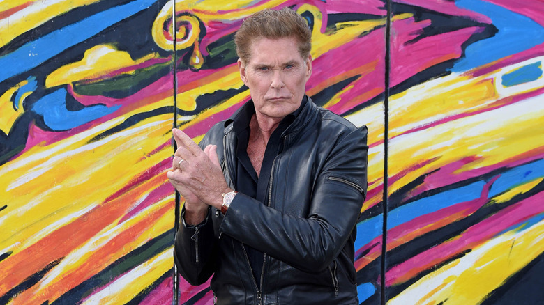 David Hasselhoff posing like James Bond