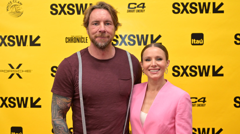 Dax Shepard and Kristen Bell attending conference