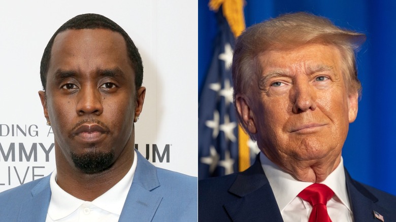 Split image of Sean "Diddy" Combs and Donald Trump in close-up