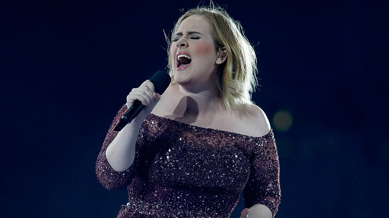 Adele performing on stage