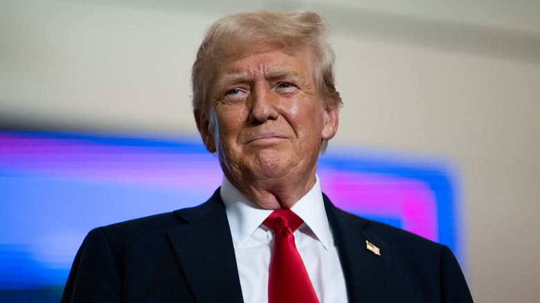 Donald Trump wearing red tie