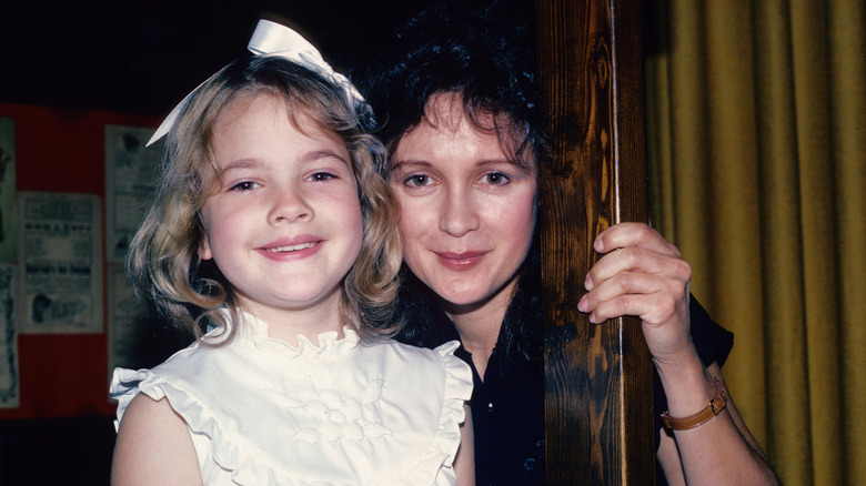 Drew Barrymore with mother Jaid, 1982