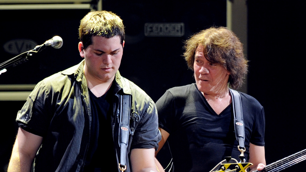 Wolfgang and Eddie Van Halen playing guitar 