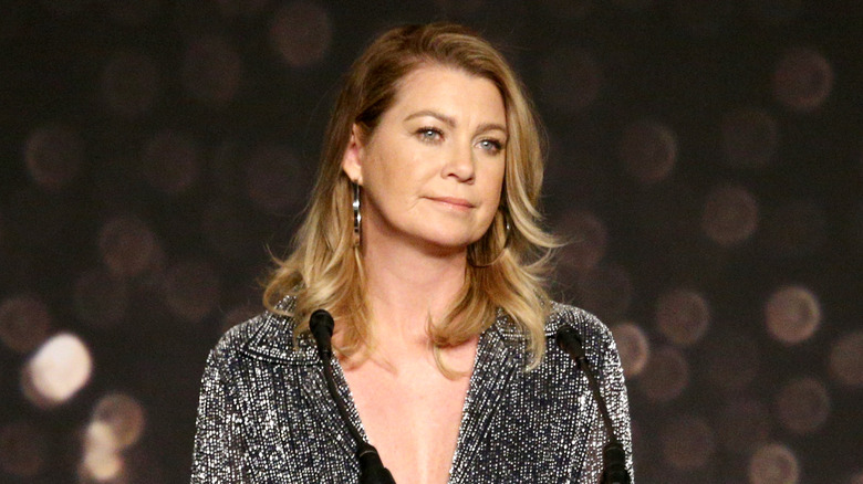 Ellen Pompeo speaks on stage