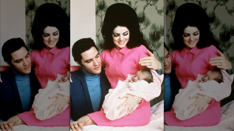 Elvis, Priscilla, and Lisa Marie Presley