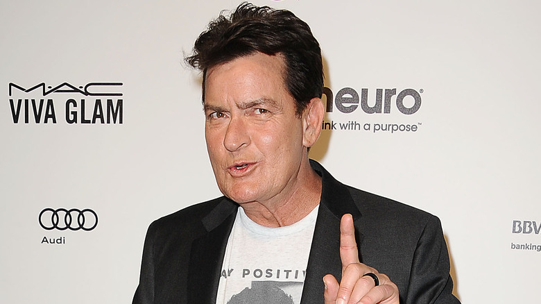 Charlie Sheen pointing