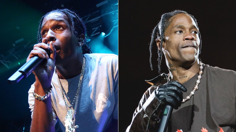 A$AP Rocky (L) Travis Scott (R) performing