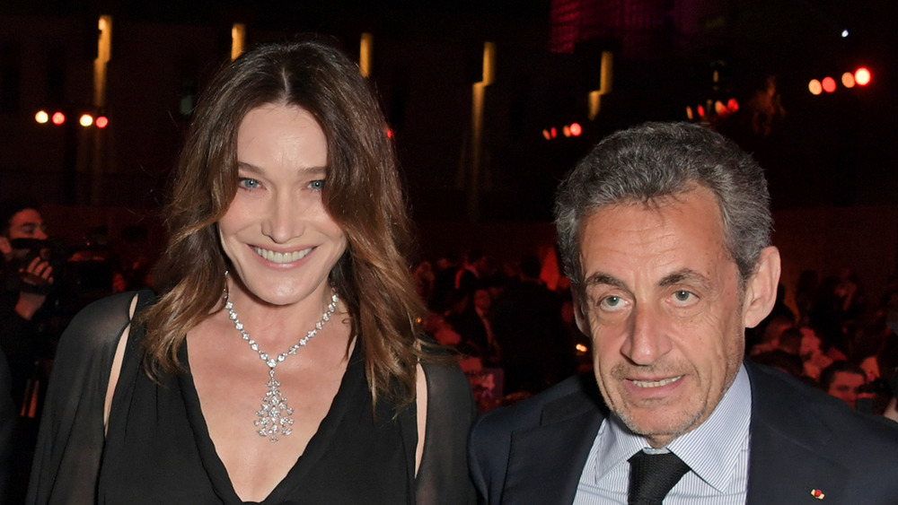 Carla Bruni and Nicolas Sarkozy attend the Fashion Trust Arabia Prize awards ceremony on March 28, 2019 in Doha, Qatar. 