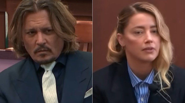 Johnny Depp, left, Amber Heard, right, on trial