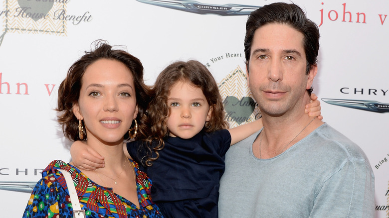 Zoe Buckman, Cleo, and David Schwimmer posing