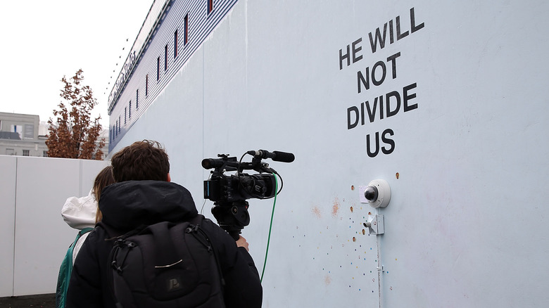 Shia LaBeouf's "He Will Not Divide Us" installation