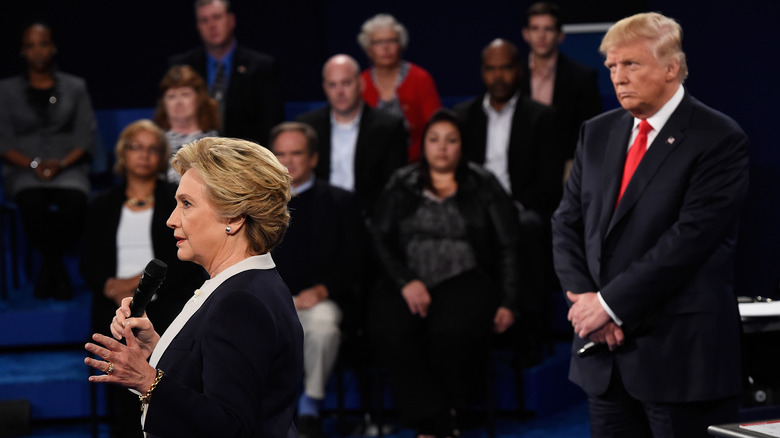 Donald Trump and Hilary Clinton at the second debate