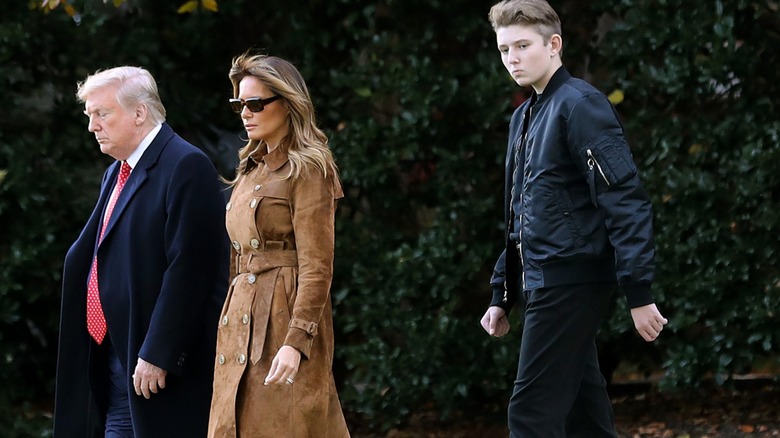 Donald Melania Barron Trump walking