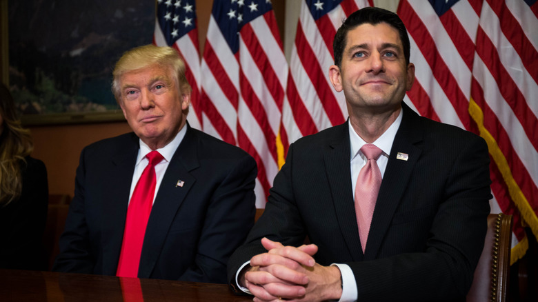 Paul Ryan and Donald Trump at an event 