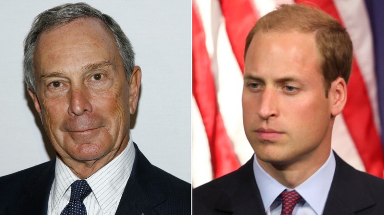 Michael Bloomberg and Prince William split image