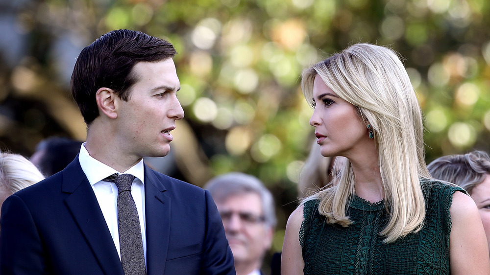 Jared Kushner and Ivanka Trump talking at an event