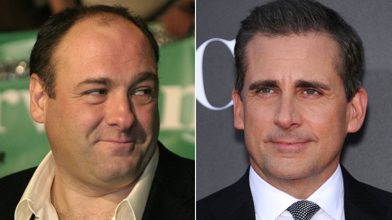 A side by side of James Gandolfini and Steve Carell