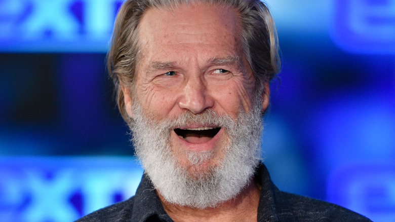 Jeff Bridges long gray beard laughing