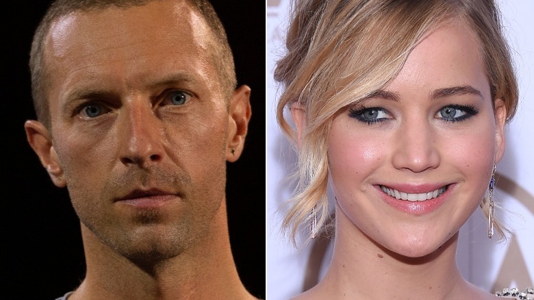 Jennifer Lawrence and Chris Martin image split