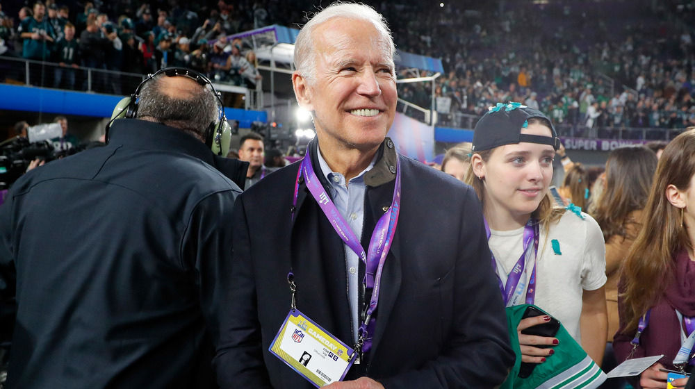 Joe Biden attends the 2018 Super Bowl