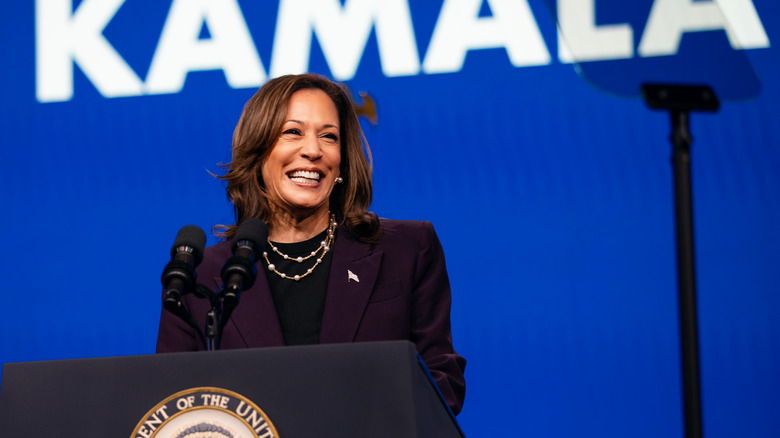 Kamala Harris giving a speech