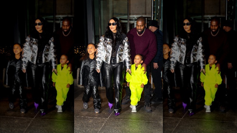 Kim Kardashian and Kanye West with North and Saint