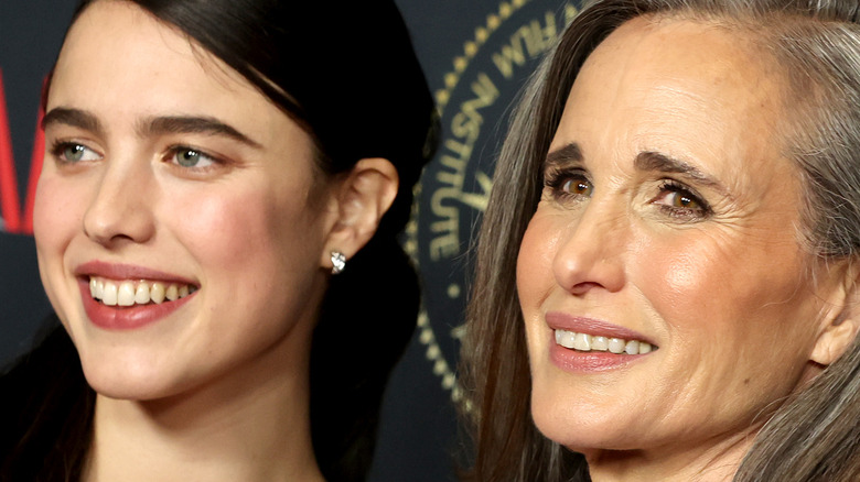 Margaret Qualley and Andie MacDowell smiling