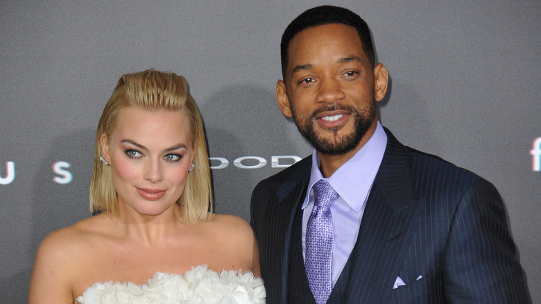 Margot Robbie, Will Smith posing