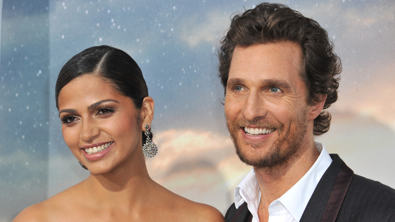 Camila Alves and Matthew McConaughey smiling 