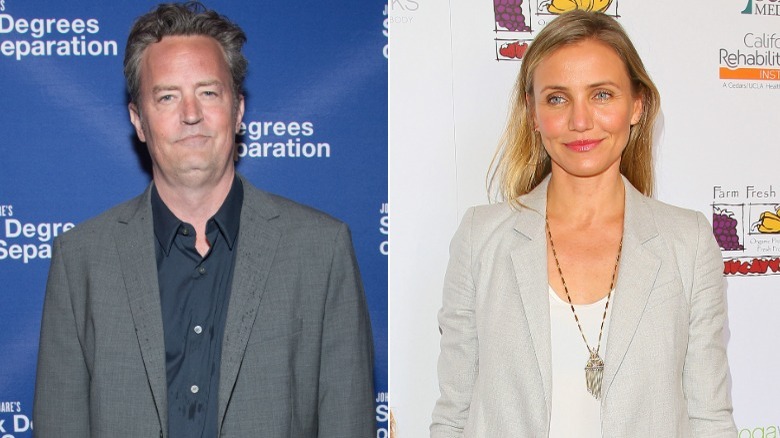 Matthew Perry and Cameron Diaz pose