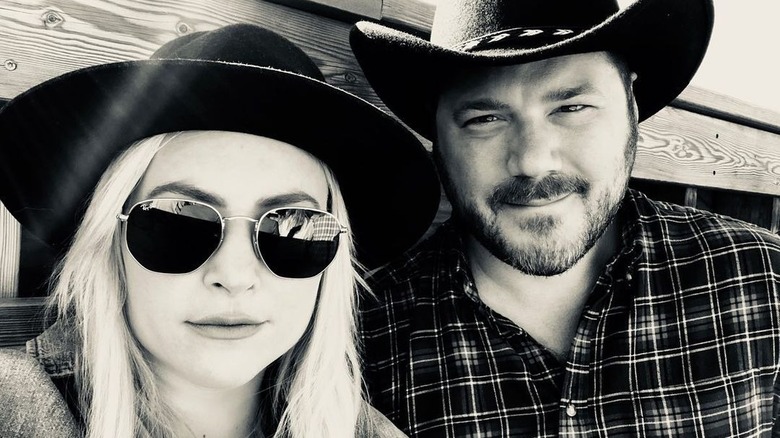 Meghan McCain and Ben Domenech with cowboy hats.