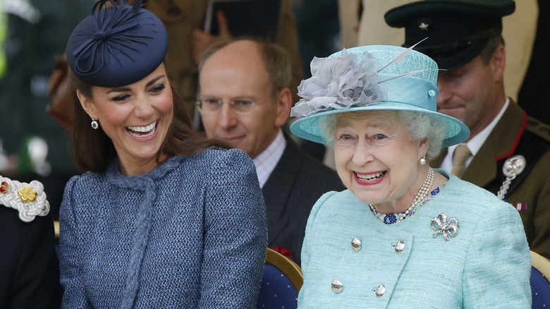 Kate Middleton and Queen Elizabeth laughing smiling