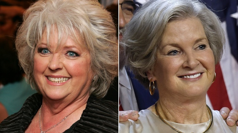 A split image of Paula Deen and Susie Wiles